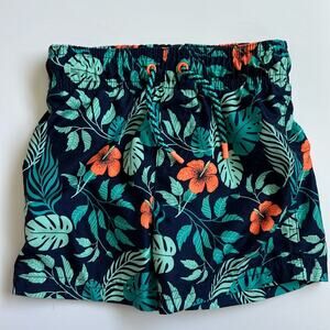 CAT & JACK tropical floral swim trunks navy orange 18M